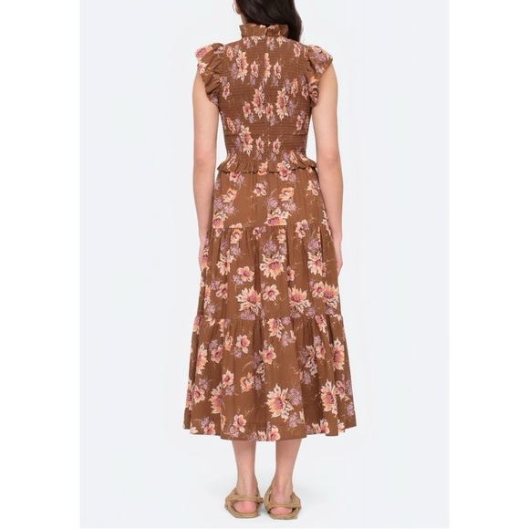SEA New York Midi Smocked Floral Flutter-Sleeve Sylvie Dress - Picture 5 of 6